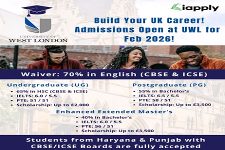 Build Your UK Career - Admissions Open at University of West London (UWL) for Feb 2026! 
